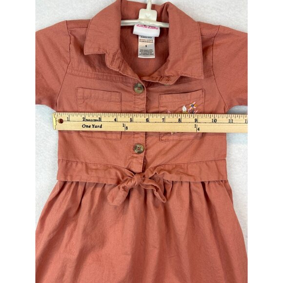 Little Lass Button-Up Dress Girls Size 5 Embroidered Floral - Picture 3 of 7